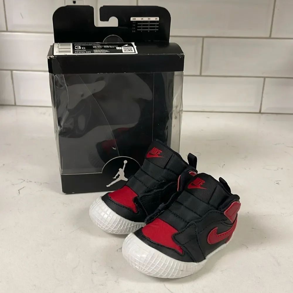 2019 Air Jordan 1 Crib Bootie 'Banned' Size 3C AT3745-023 Red & Black
